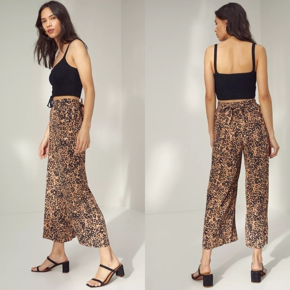 Aritzia-Wilfred Faun Wide Leg Pant In Animal Print (Size:Xs)